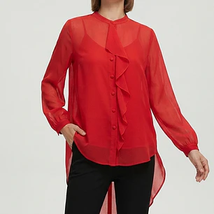 Blusa de Gasa Asimétrica BISOU BISOU (M) NUEV0 CON ETIQUETAS