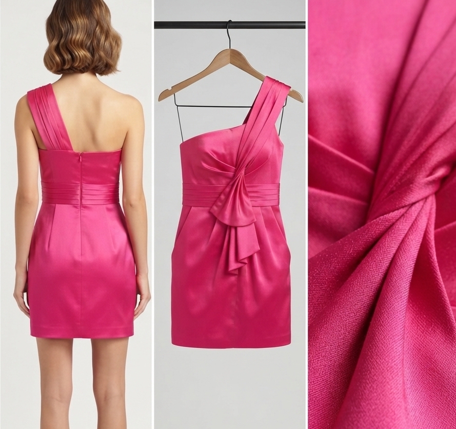 Vestido Satén Rosa Fucsia  BCBGMAXAZRIA (M) SHOWROOM 2