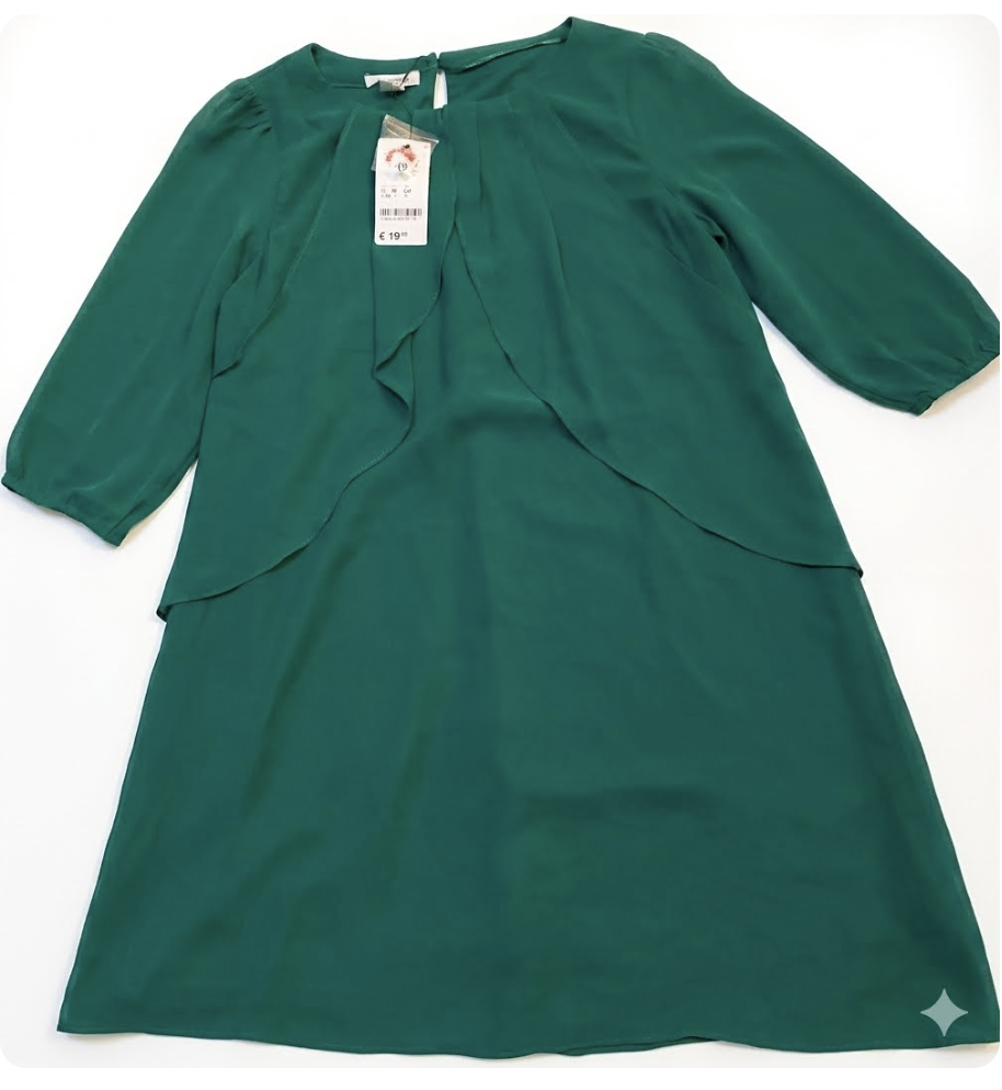 Vestido Chifón Capas Crepe SUITE BLANCO (S) NUEVO CON ETIQUETAS 3