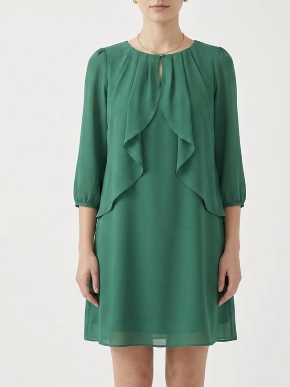 Vestido Chifón Capas Crepe SUITE BLANCO (S) NUEVO CON ETIQUETAS 1