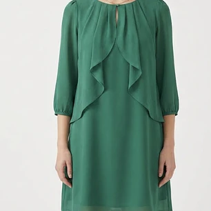 Vestido Chifón Capas Crepe SUITE BLANCO (S) NUEVO CON ETIQUETAS