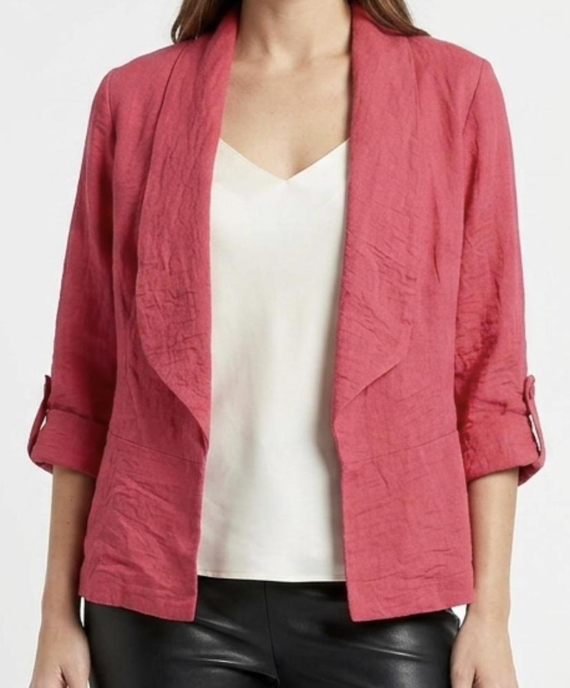 Blazer Manga Roll Up Crepe Rebecca Jacket Pink NONI B (XL) NUEVO CON ETIQUETAS 1
