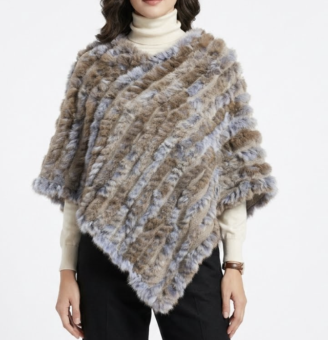 Poncho Trimming 100% Conejo HECHO EN RUSIA (TU) SHOWROOM 1