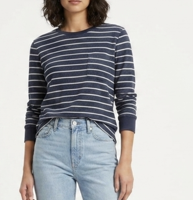 Polera Manga Larga Breton Stripe Textura BANANA REPUBLIC (M-L) NUEVO CON ETIQUETAS 1