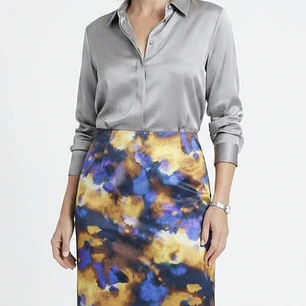 Falda Corte Recto Floral 32% Seda JONES NEW YORK (L) NUEVO