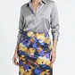 Falda Corte Recto Floral 32% Seda JONES NEW YORK (L) NUEVO - Miniatura 1