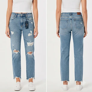 Jeans Straight con Roturas HOLLISTER (M 40) NUEVO CON ETIQUETAS