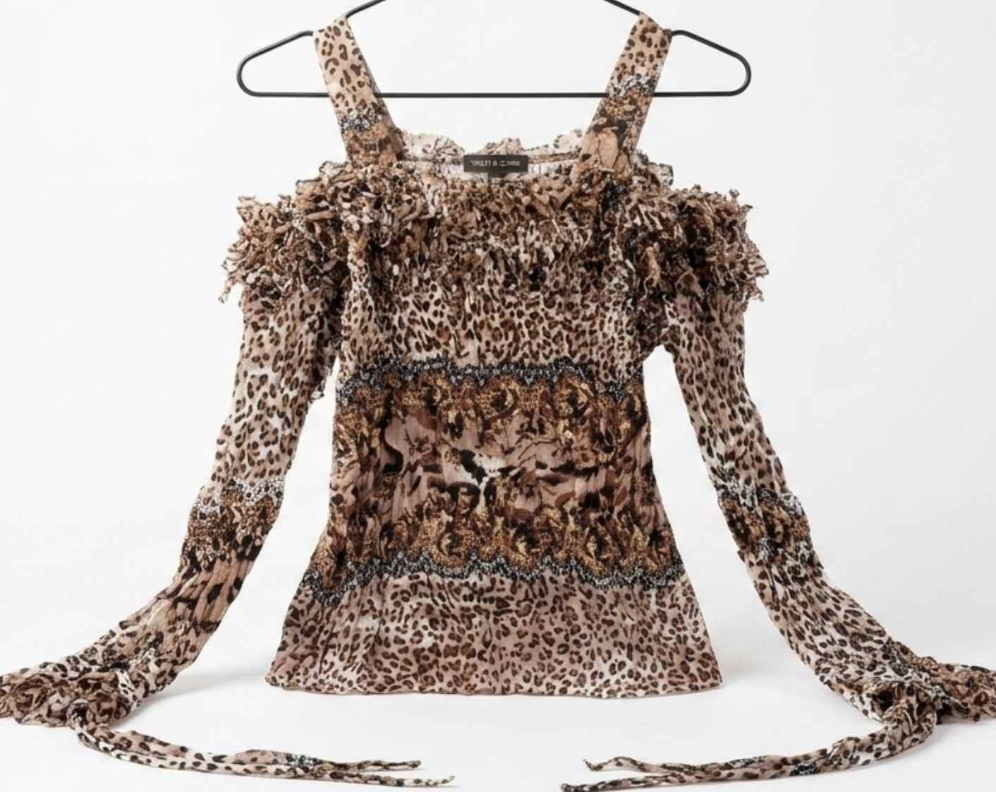 Top Chifón Animal Print Cold Shoulder crinkle VIOLET & CLAIRE (S- M-L) 2