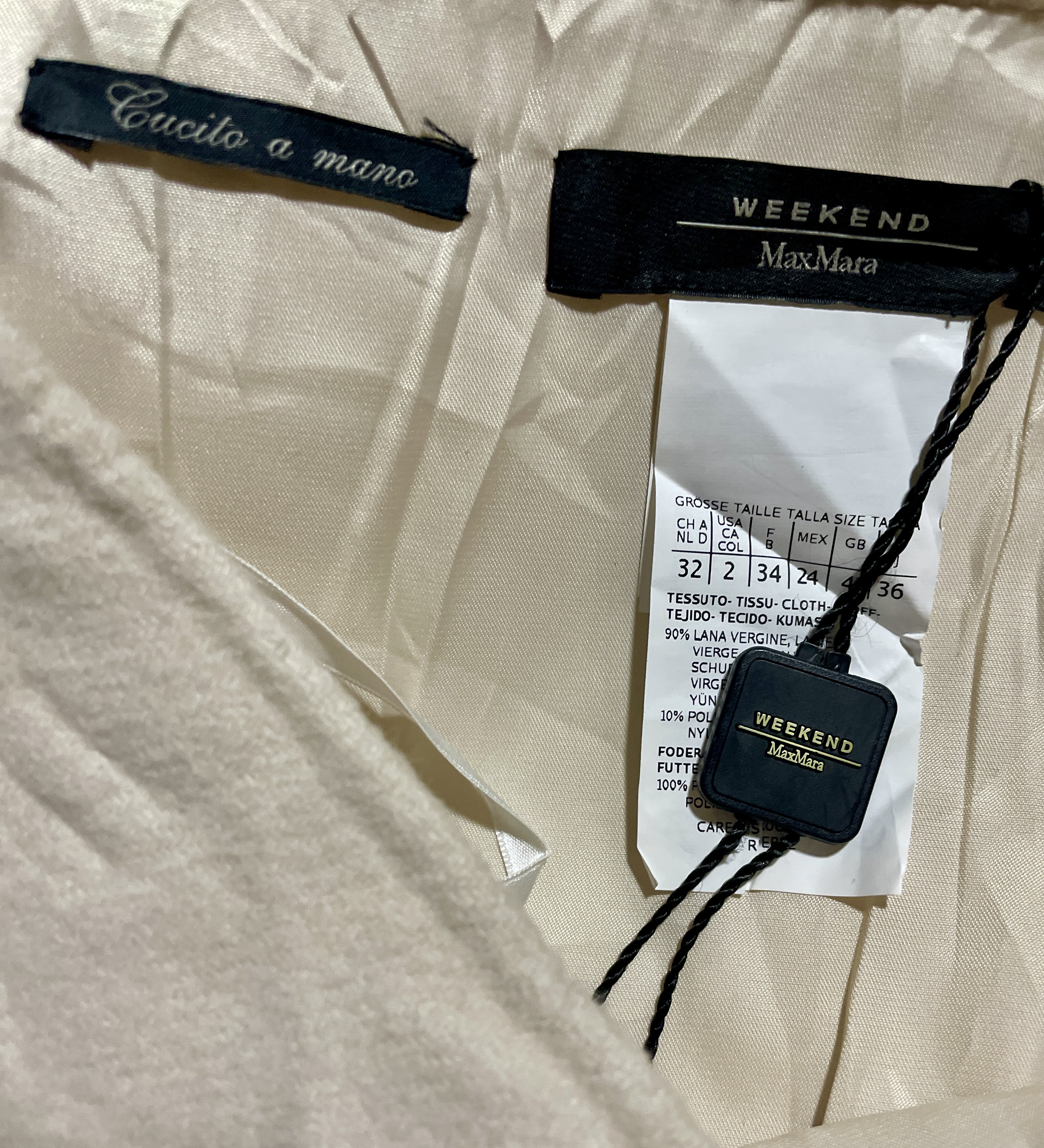 Falda A-Line Ecru 90% Lana Virgen WEEKEND BY MAX MARA (S) SHOWROOM 4