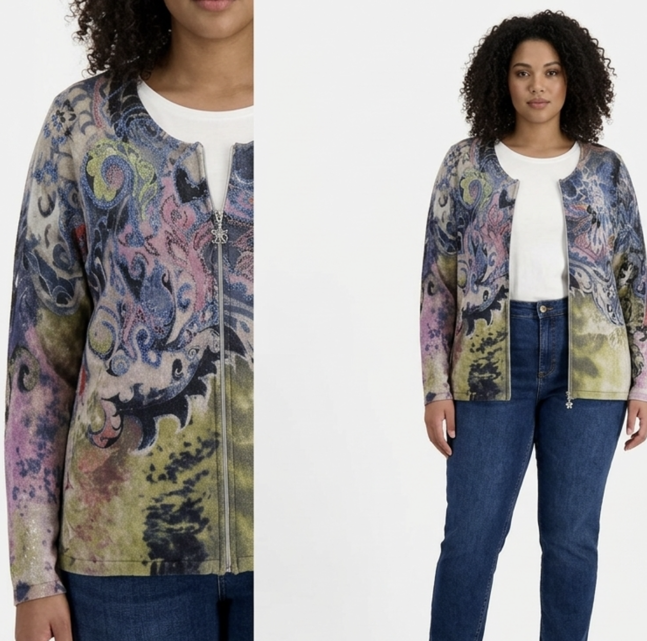 Cardigan Jacquard Diseño Pedrería MONARI GERMANY (XL-XXL) 1