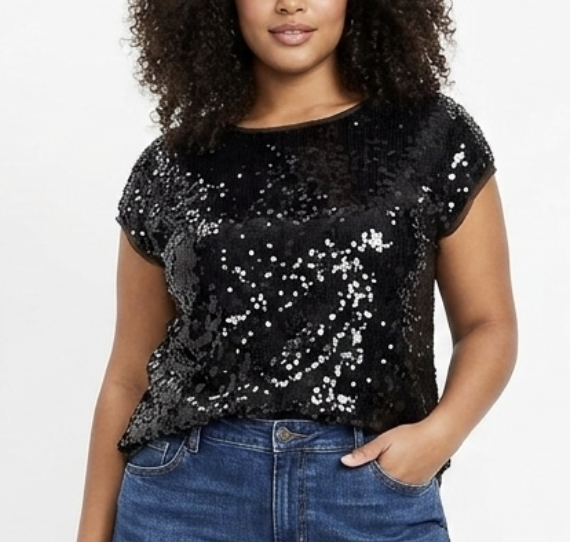 Polera Lentejuelas Malla Boxee LOFT BY ANN TAYLOR (XL) 1