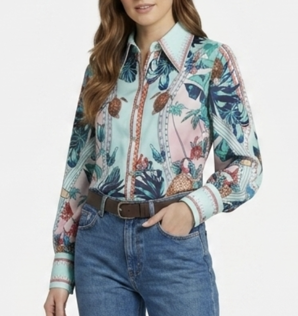 Blusa Satín Estampado Barroco Tropical UNBRANDED (S) SHOWROOM 1