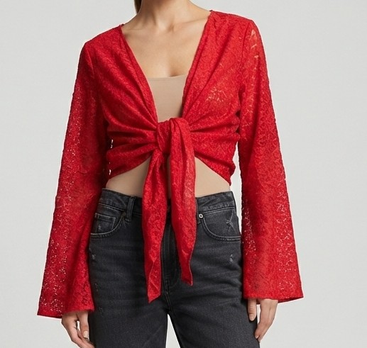 Top Rojo de Encaje con Lazo Frontal WILD FABLE (XL-XXL) NUEVO CON ETIQUETAS 4