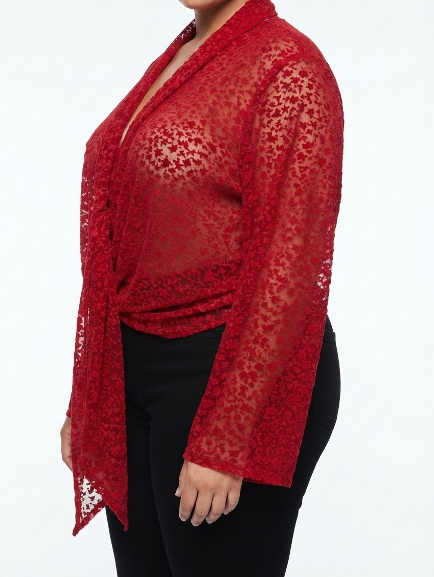 Top Rojo de Encaje con Lazo Frontal WILD FABLE (XL-XXL) NUEVO CON ETIQUETAS 2