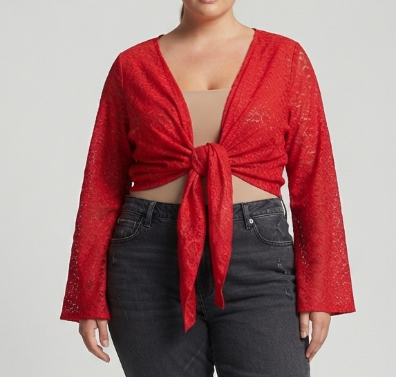 Top Rojo de Encaje con Lazo Frontal WILD FABLE (XL-XXL) NUEVO CON ETIQUETAS 1
