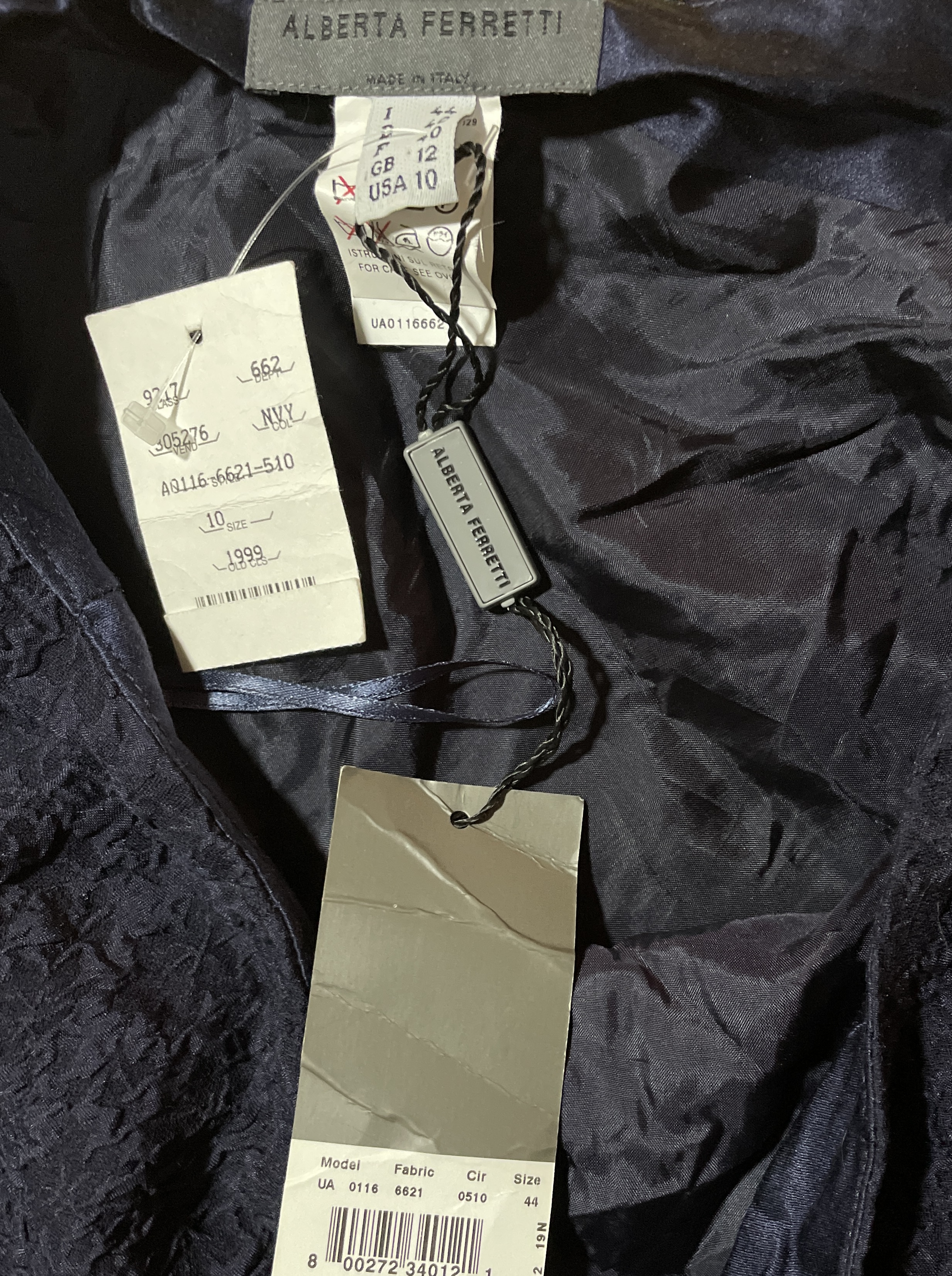 Falda Evasé 100% Seda Crinkle ALBERTA FERRETTI (M) NUEVO CON ETIQUETAS 3