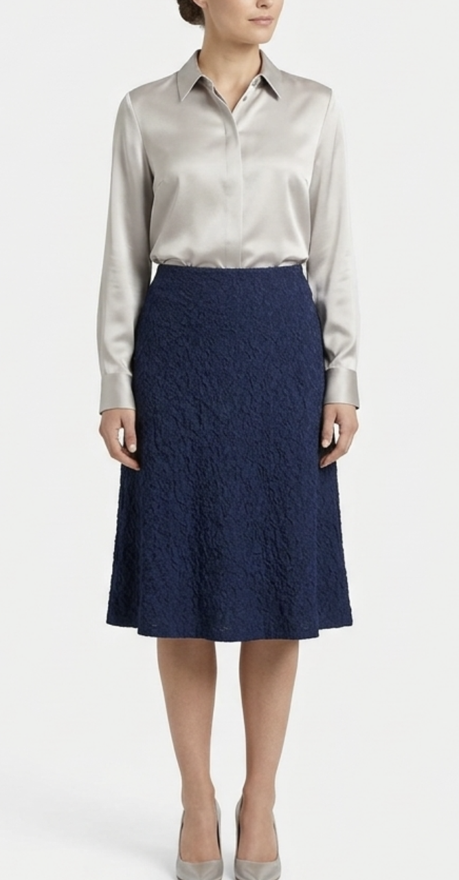 Falda Evasé 100% Seda Crinkle ALBERTA FERRETTI (M) NUEVO CON ETIQUETAS 1