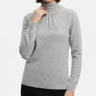 Suéter Gris 100 % Merino Wool Cuello Alto ANN TAYLOR (L) NUEVO