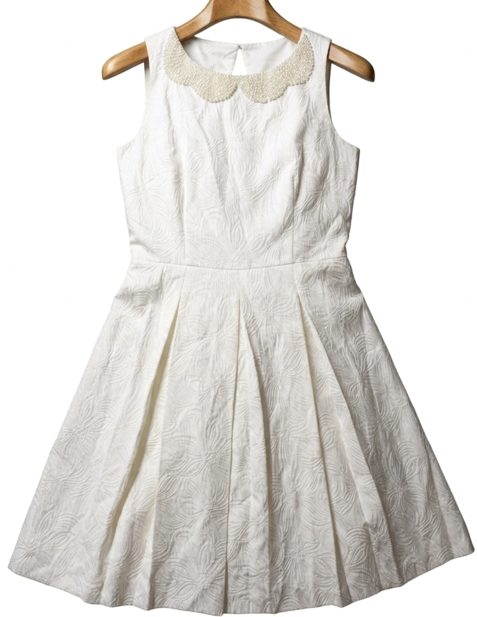 Vestido Cóctail Jacquard Texturizado Cuello Perlas TAHARI ARTHUR S. LEVINE (M) SHOWROOM 2