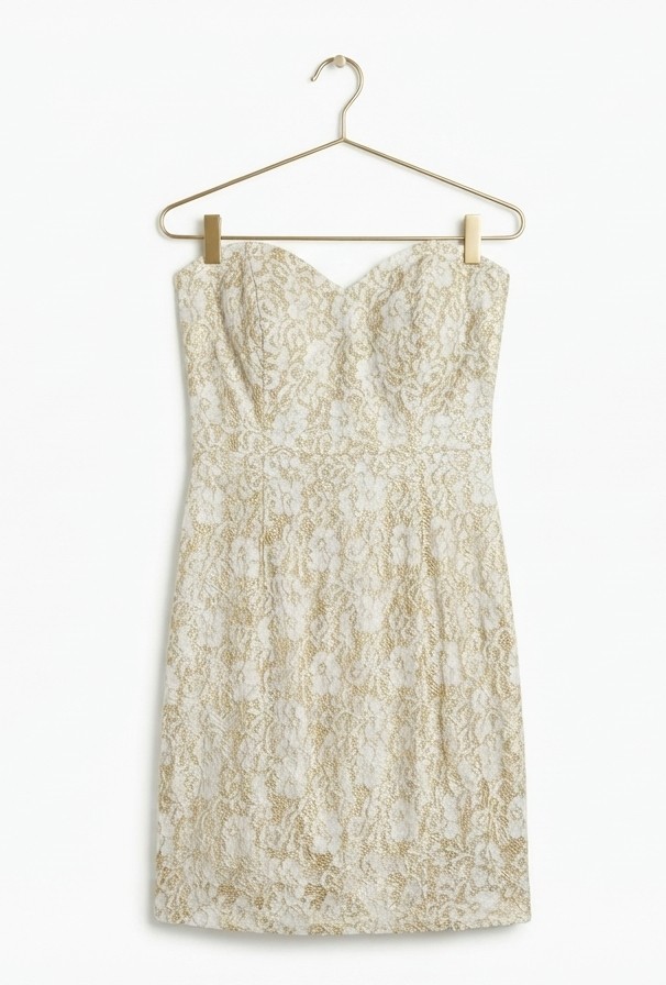 Vestido Cóctel Strapless Encaje Dorado TFNC LONDON X TOPSHOP (S) NUEVO CON ETIQUETAS 4