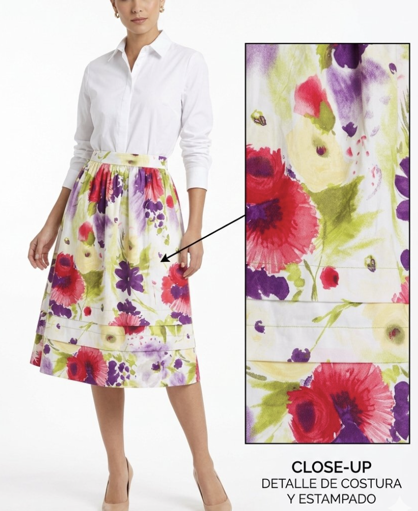 Falda Evasé Algodón Flores SFERA (M) SHOWROOM 2