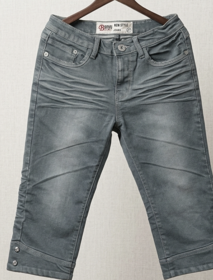 Jeans Capri Bordado Aplicaciones Brillantes BENYU (S) NUEVO CON ETIQUETAS 5