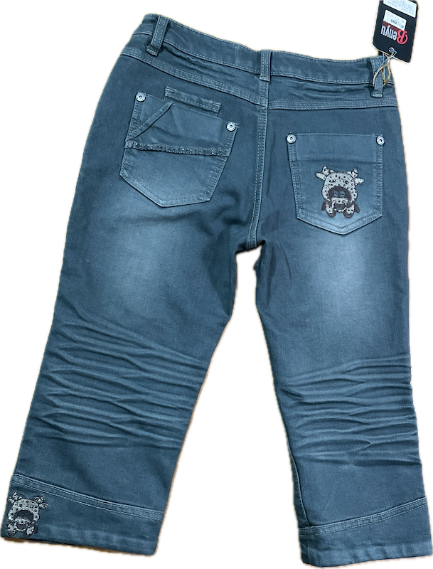 Jeans Capri Bordado Aplicaciones Brillantes BENYU (S) NUEVO CON ETIQUETAS 7
