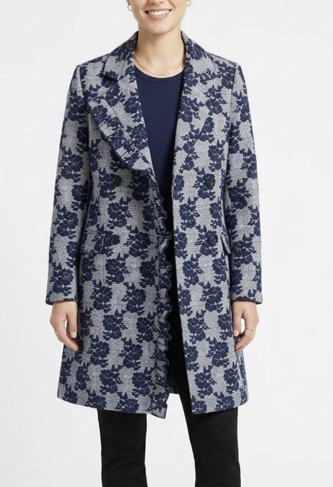 Abrigo Vuelos Jacquard Floral Texturizado HALOGEN (S-M) NUEVO 2