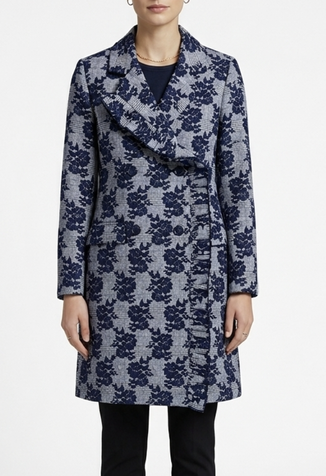 Abrigo Vuelos Jacquard Floral Texturizado HALOGEN (S-M) NUEVO 1