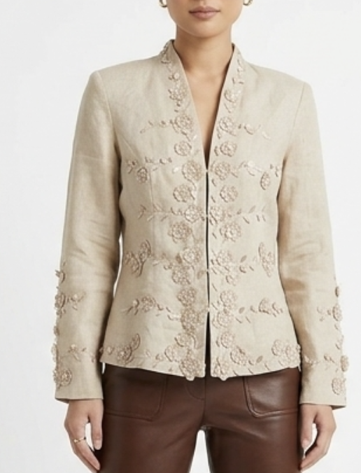 Blazer Diseño Floral Tridimensional 100% Ramie LISA RENÉ (S) SHOWROOM 2