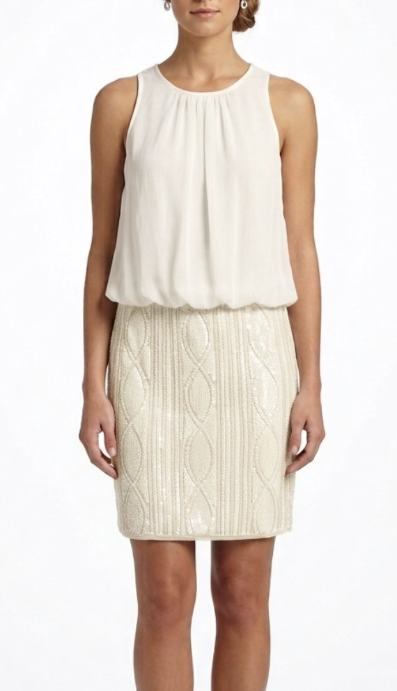 Vestido de Cóctail Lentejuelas Chifón AIDAN MATTOX (XS-S) SHOWROOM 1