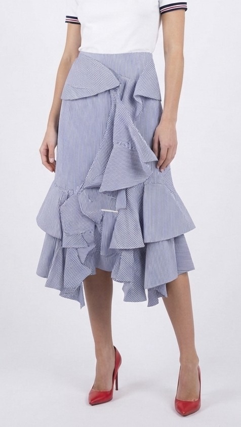 Falda Asimétrica con Volantes INTERMIX (S) NUEVO CON ETIQUETAS 1