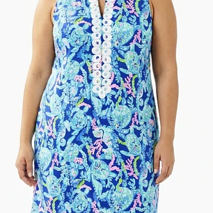 Vestido Jane Shift Corsica BlueTurtle Villa LILLY PULITZER (XL) NUEVO