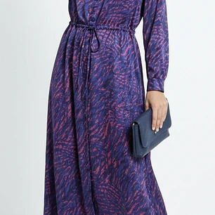 Vestido Maxi Camisero Satinado Plisado PROMOD (S-M) SHOWROOM