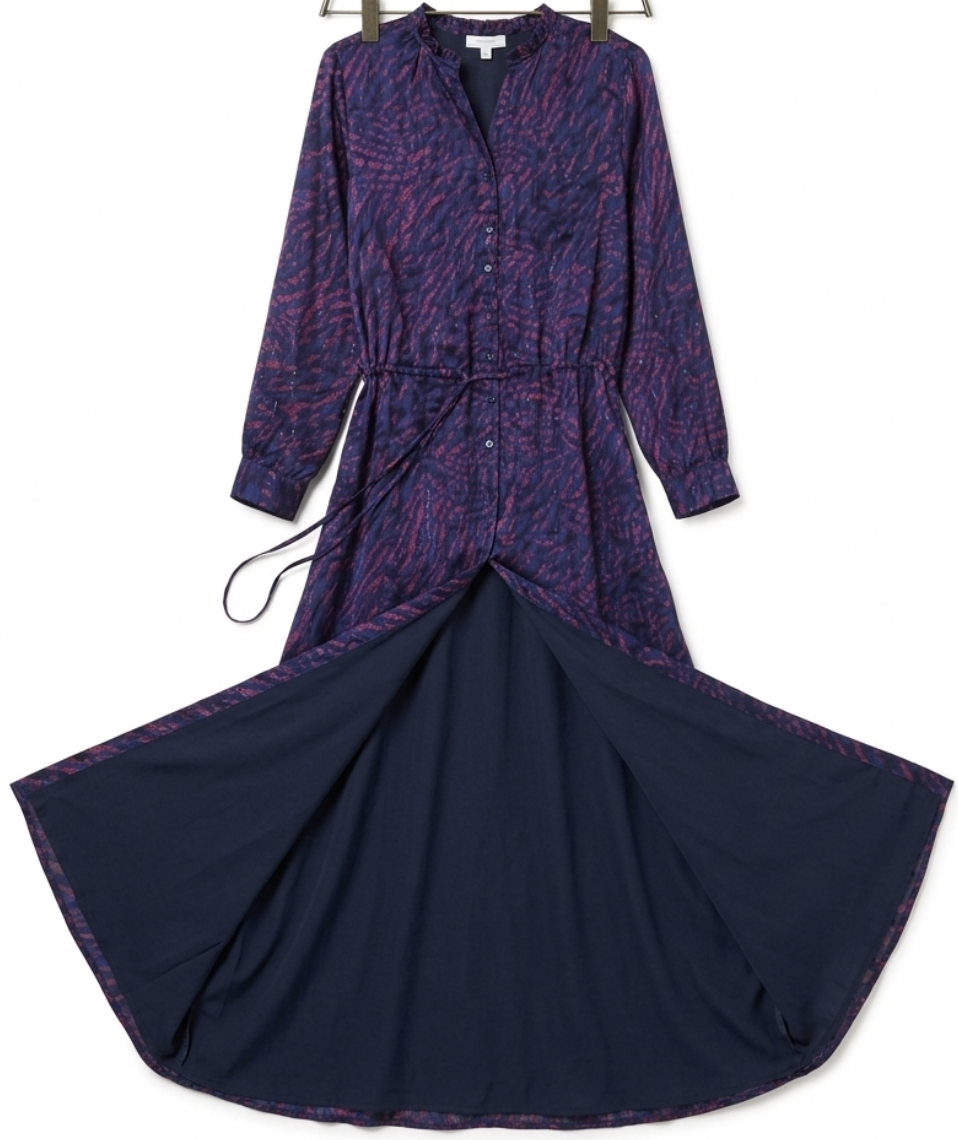 Vestido Maxi Camisero Satinado Plisado PROMOD (S-M) SHOWROOM 2