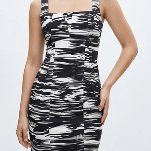 Vestido Ajustado Estampado Abstracto Blanco y Negro CALVIN KLEIN (S) SHOWROOM