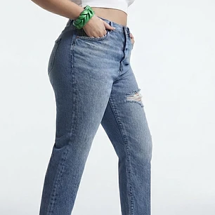 Boyfriend Jeans Crop Azul SOVIET (L-42) NUEVO CON ETIQUETAS
