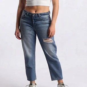 Boyfriend Jeans Crop Azul SOVIET (L-42) NUEVO CON ETIQUETAS