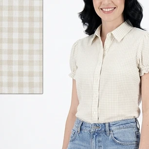 Blusa Manga Englobada Cuadros Vichy 100% Algodón TOMMY HILFIGER (M)