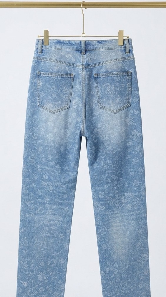 Jeans Tiro Alto Pierna Ancha con Estampado Floral ZARA (36-S) NUEVO CON ETIQUETAS 3