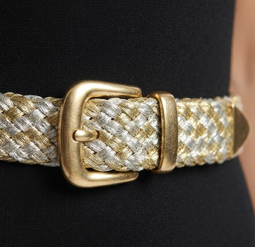 Cinturón Trenzado Dorado y Plateado – Hebilla Dorada NINE WEST 3