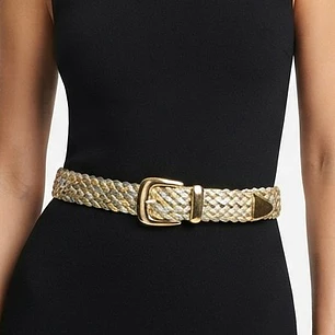 Cinturón Trenzado Dorado y Plateado – Hebilla Dorada NINE WEST