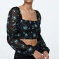 Crop Top de Encaje Floral Escote Cuadrado y Mangas Abullonadas TOPSHOP (Talla S) NUEVO CON ETIQUETAS - Miniatura 1