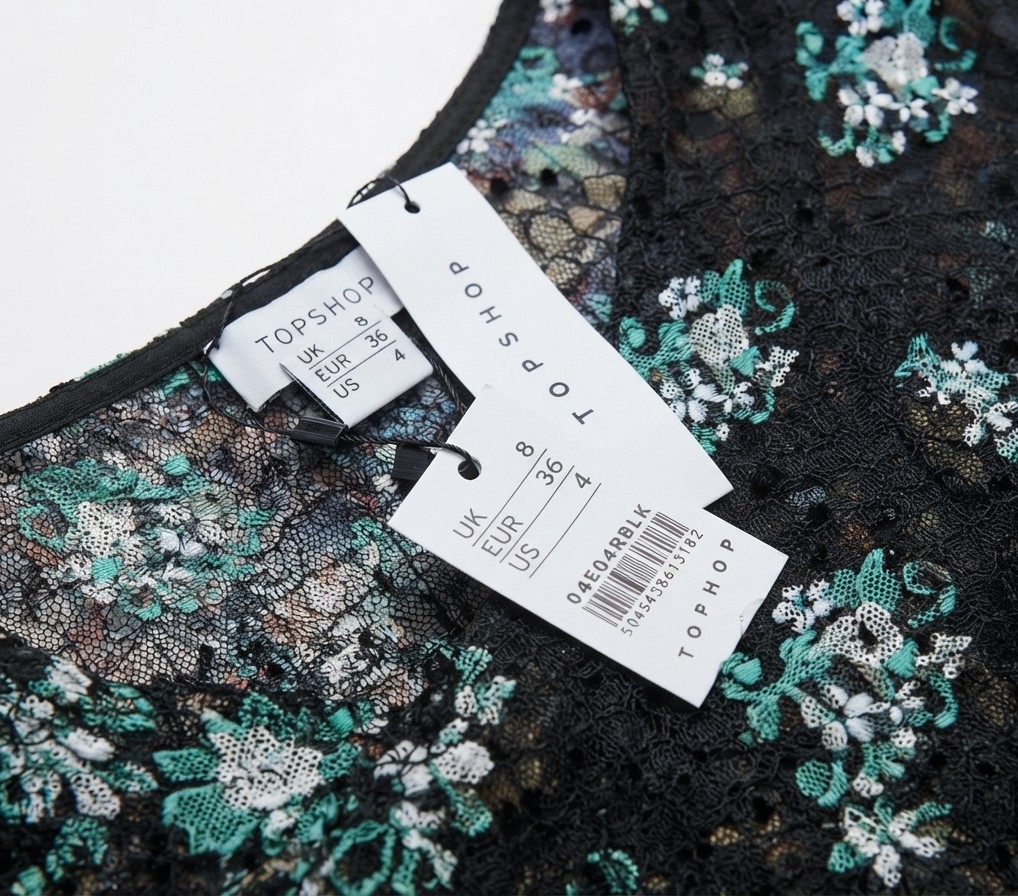 Crop Top de Encaje Floral Escote Cuadrado y Mangas Abullonadas TOPSHOP (Talla S) NUEVO CON ETIQUETAS 3