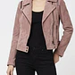 Biker 100% Cuero Gamuza Rosa Ahumado Mangas Desmontables VERO MODA (XS) NUEVO CON ETIQUETAS - Miniatura 3