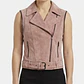 Biker 100% Cuero Gamuza Rosa Ahumado Mangas Desmontables VERO MODA (XS) NUEVO CON ETIQUETAS - Miniatura 4