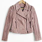 Biker 100% Cuero Gamuza Rosa Ahumado Mangas Desmontables VERO MODA (XS) NUEVO CON ETIQUETAS - Miniatura 6
