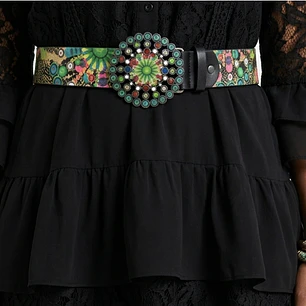Cinturón Hebilla Roseta Psicodélico DESIGUAL (M-L) NUEVO SIN ETIQUETAS