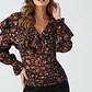Blusa Floral Con Escote En V y Volantes TOPSHOP (M) NUEVO CON ETIQUETAS - thumbnail 1