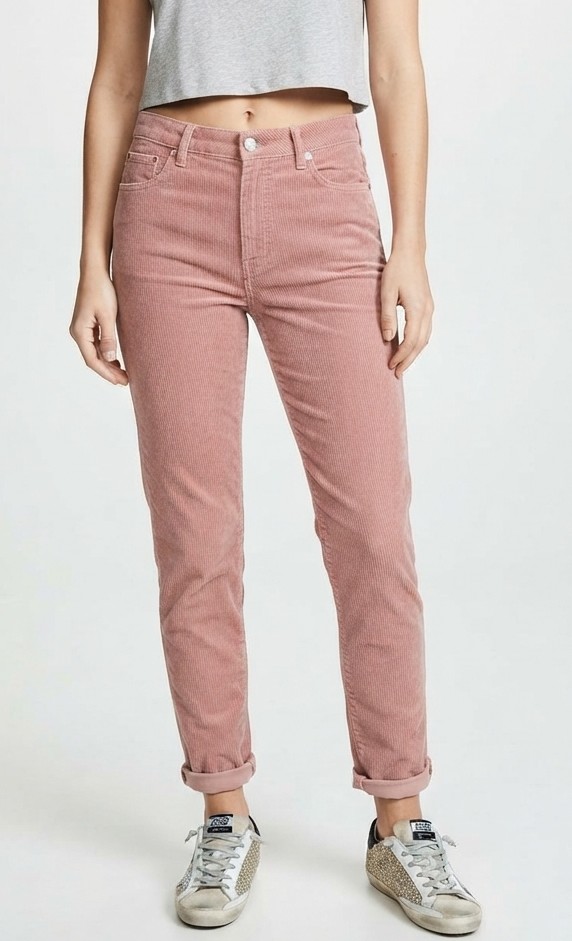 Pantalones Mom Fit de Cotele Rosa Palo TOPSHOP (L-42) NUEVO CON ETIQUETAS 2